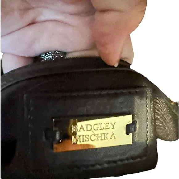 Badgley Mischka purse bag quilted studded crossbody purse with chain straps. - Picture 5 of 9